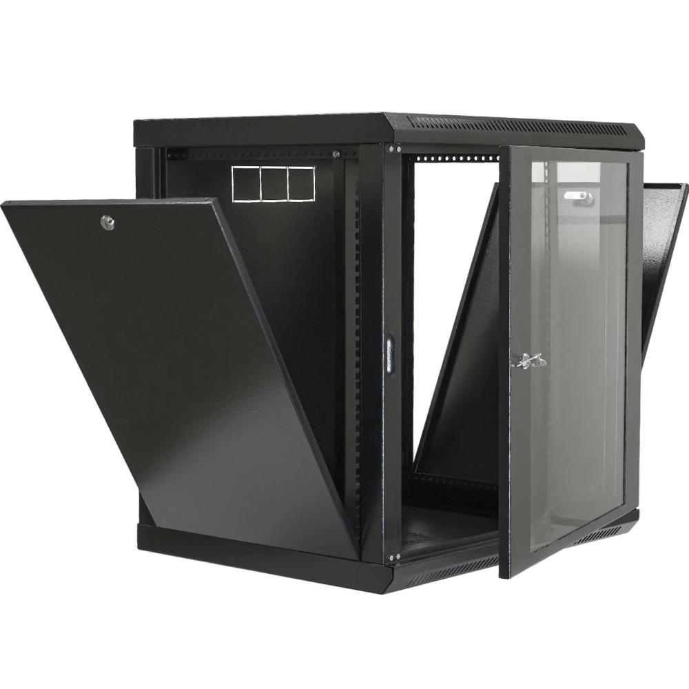 Шкаф 12U, 600х600х640 мм (ШxГxВ), L-type, акриловое стекло, черный